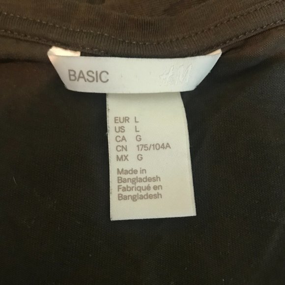 H&M Basic Dark Olive V-Neck Cap Sleeve Tee Large - Picture 9 of 9